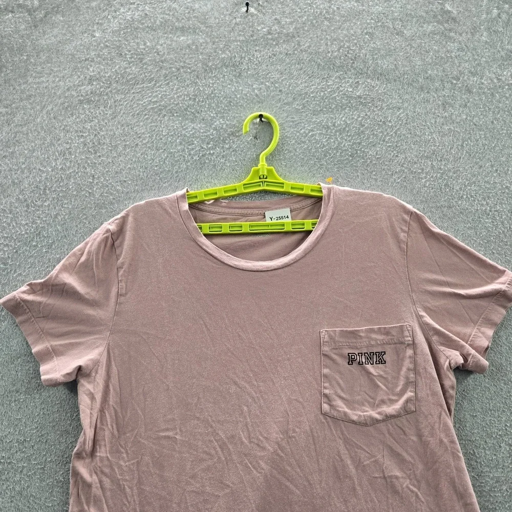 PINK Women Shirt‎ M Logo Pocket Graphic Crew Neck Pullover